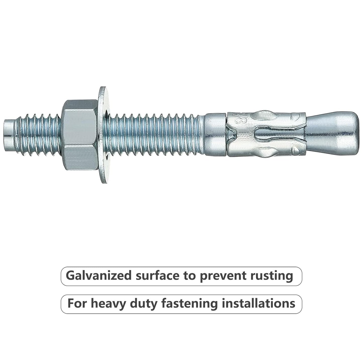 1/4x3 100Pcs Inch Standard Fasteners for Heavy-Duty Zinc Wedge Anchors for Cement and Concrete