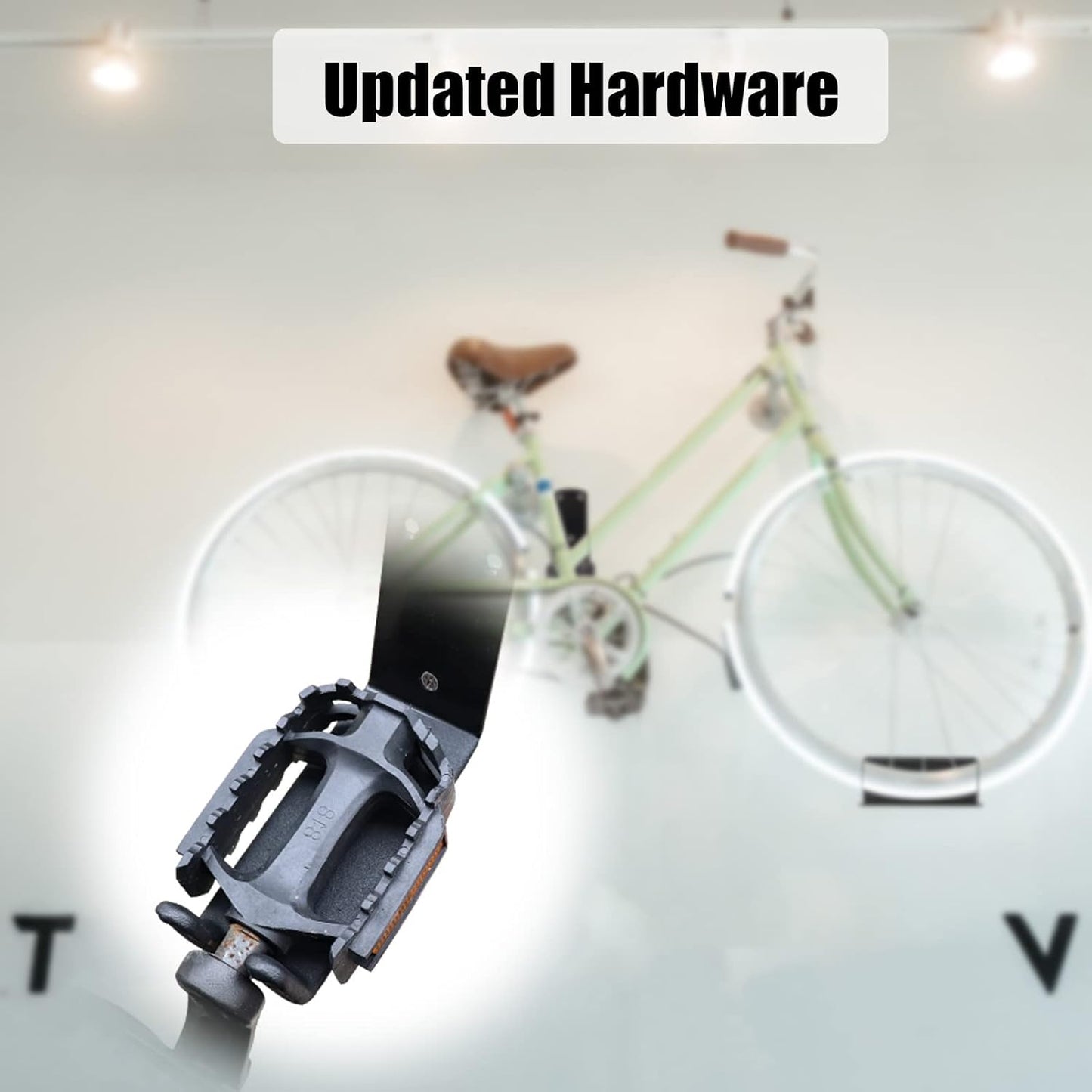 Bike Wall Mount, Pedal Mount Bike Rack for Garage, Bike Storage Hanger Bicycle, Heavy Duty Bike Hooks with Rubber Pad for Wall, Max 50LB, 1 Set