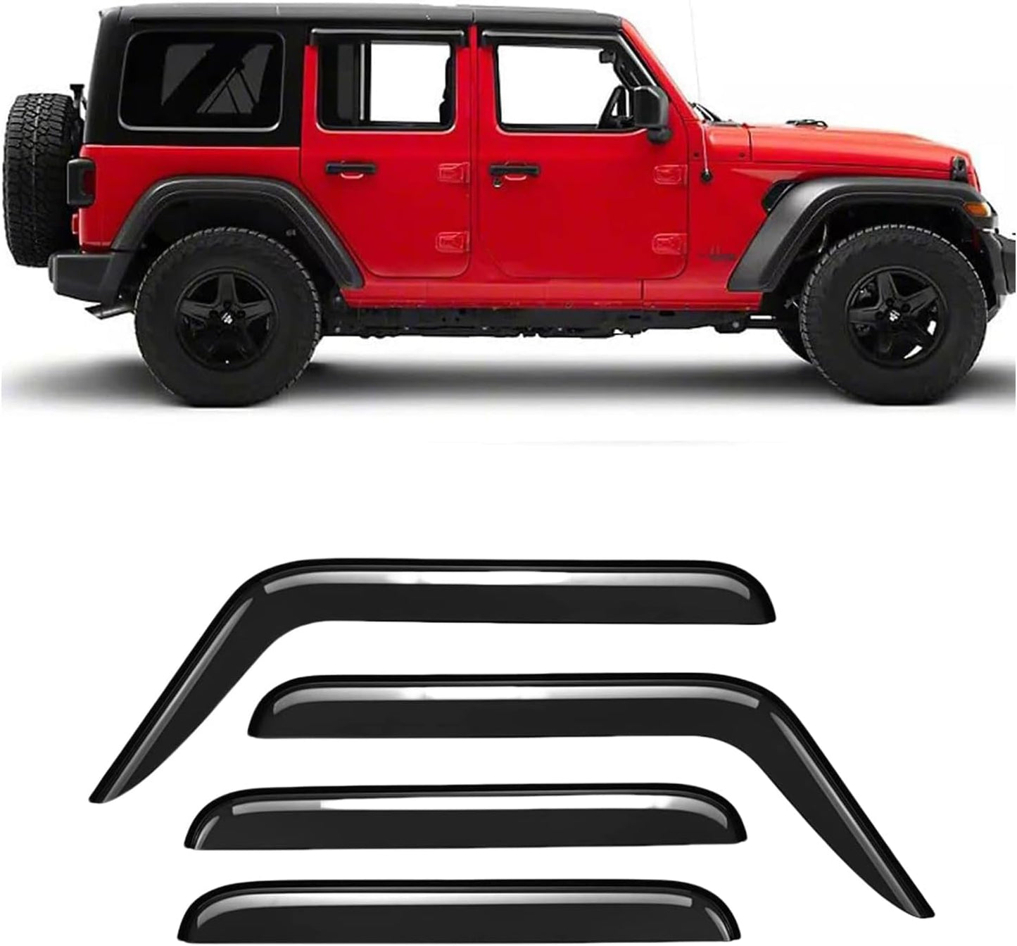 94329 Sunproof Waterproof Side Window Wind Deflector, 4pcs Protective Replacements Rain Guards Set, Window Visor fit for 2003-2009 Hummer H2