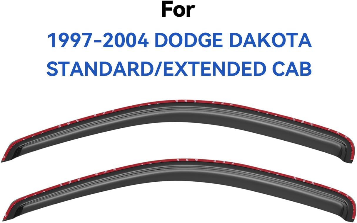 in-Channel Window Visors Rain Guards Shield for 1997-2004 Dodge Dakota Regular Cab, 2Pcs Window Vent Wind Deflectors Visors Shades for 97-04 Dakota
