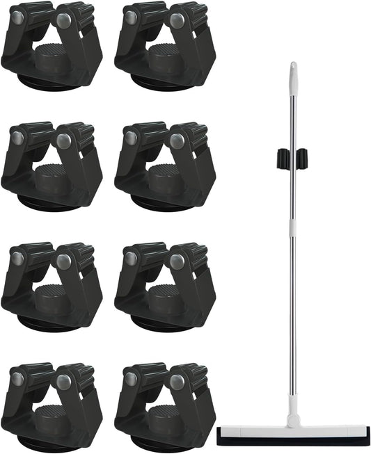 Magnetic Broom Mount, Mop Holder Magnetic No Drilling Magnetic Tool Holder Wall Mount for Garden Tool,Rack Rake,Shovel Handle,Garage,Kitchen,Laundry Tools Organizer-8 PCS/Gray