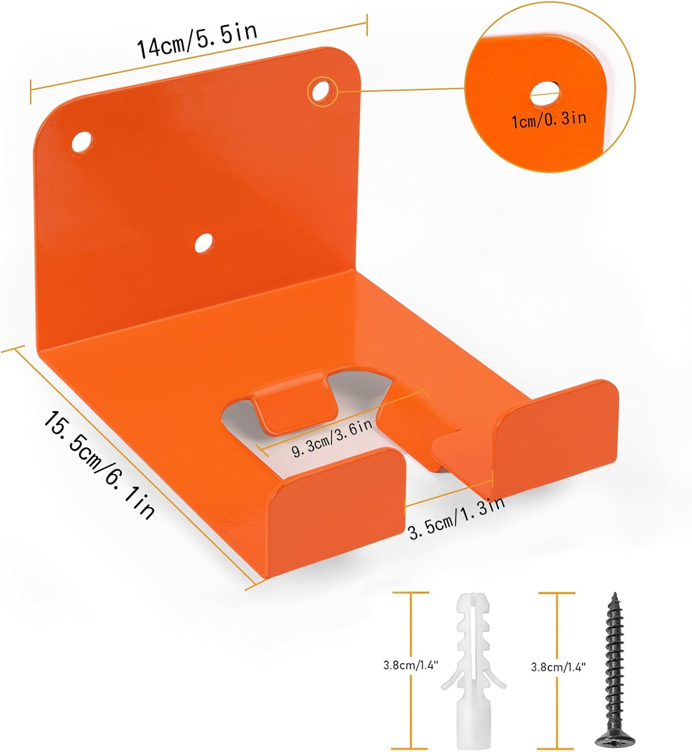 Weedeater Hanger, 2 Pack Weed Eater Hanger for Garage Wall-mounted Organizer Trimmer Rack Storage for Grass Trimmer, Hedge Trimmer, Garage Wall, Garden Tools, Black, Orange