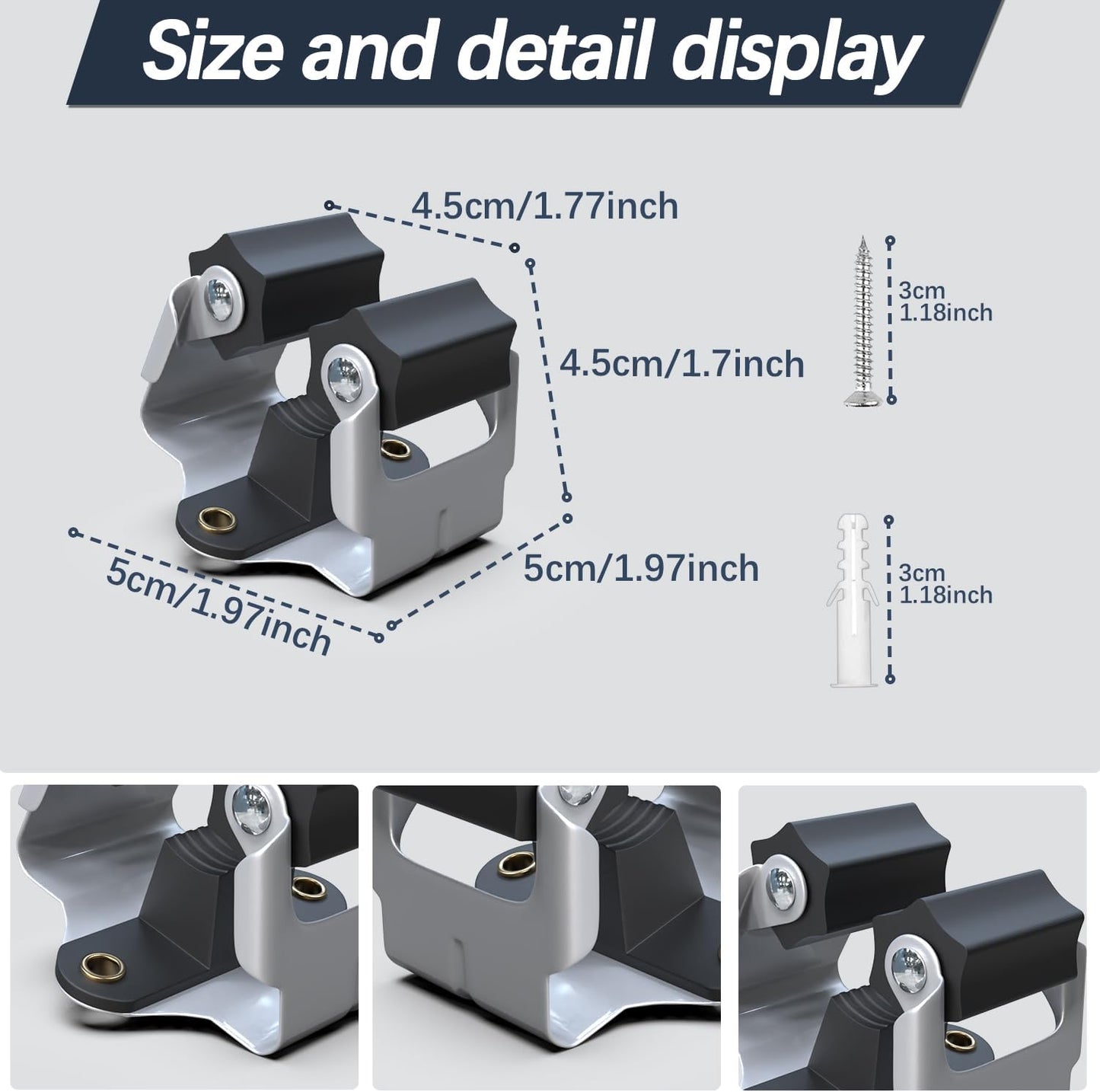 3-H 10 Pack Mop and Broom Holder Big Size Hanging 1 KG Extra, Broom Holder Wall Mount for Hanging and Organizing Shove Rake Yard Tools in Garage Garden Shed Laundry Kitchen up to 1.45 Inch (black)