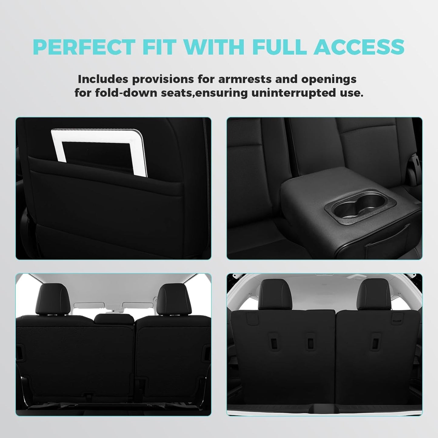 for Honda Pilot Seat Covers - Full Set Custom Car Seat Protectors Fit Pilot EX-L, Special Edition, Touring, Sport 2016 2017 2018 2019 2020 2021 2022-8 Seats,Faux Leather, Black