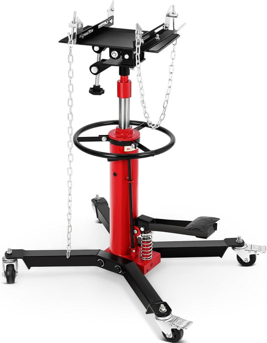 Transmission Jack, 1322LBS (3/5 Ton), Hydraulic Telescoping Transmission Jack, 32"-67" Transmission Jack Stand with Foot Pedal & 360° Swivel Wheels for Garage and Car Lifting,