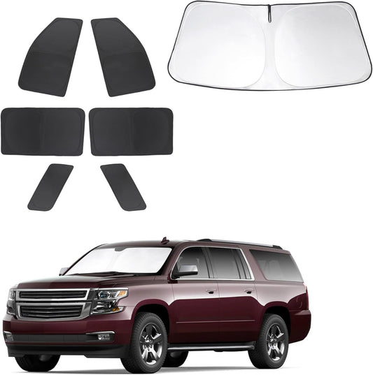 TINGLU Window Shades for Chevrolet Chevy Suburban 2015-2020 Accessories Car Side Full Windows Windshield Sun Shade Sun UV Rays & Privacy Protection for Camping Napping Relaxing 7PCS