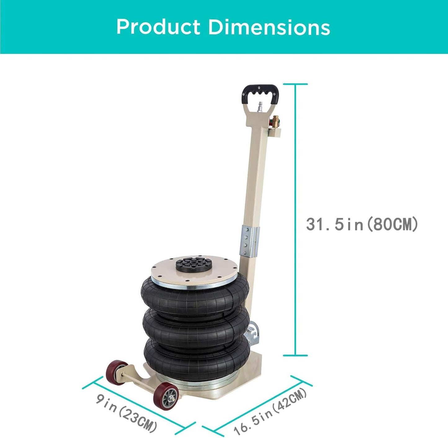 CXRCY 5 Ton Air Jack for Cars & Trucks - 11000LBS Capacity Pneumatic Airbag Jack with Adjustable Long Handle, Fast Lifting up to 16 Inch for Cars,Trucks(White Triple Bag Air Jack)