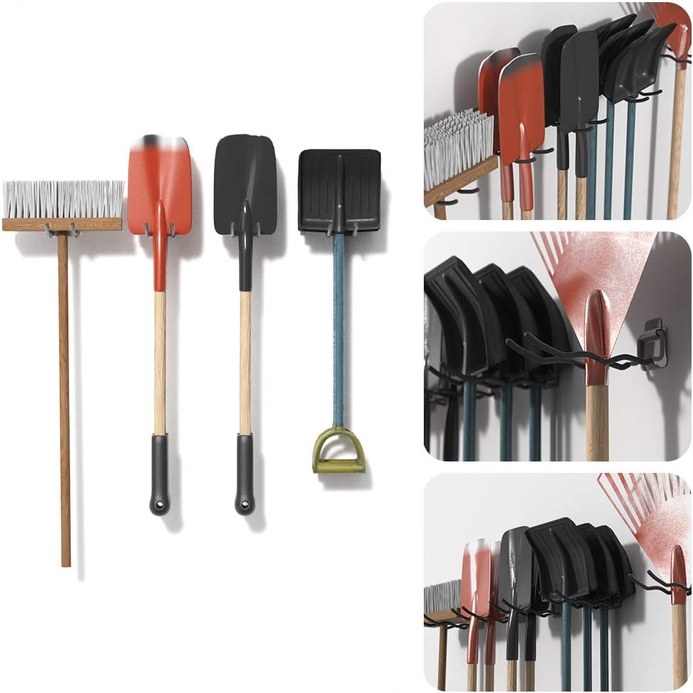 TORACK Garage Hooks Tool Organizer, 4 Pack Heavy Duty Steel 12" Wave Hooks, Wall Mount Garage Storage Utility Hook for Car Tires, Ladder, Chairs, Power Tools, Garden Tools