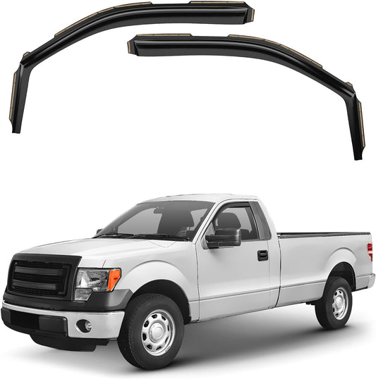 Window Deflectors Smoke Tinted in-Channel Side Window Vent Visor Deflectors Rain Guards Compatible with F-150 2009-2014 Regular Cab, Standard Cab - 2pcs. GW0877
