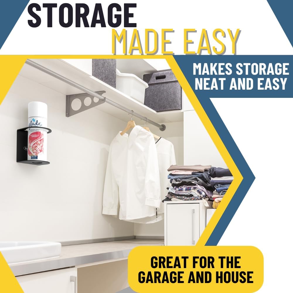 Koova Aerosol Spray Can Holder | Easy Install Wall Mount | Heavy-Duty Powder Coated Steel Storage Rack for Garage & Home | Craft Workspace Paint Bottle Organizer | Hardware Included | USA Made