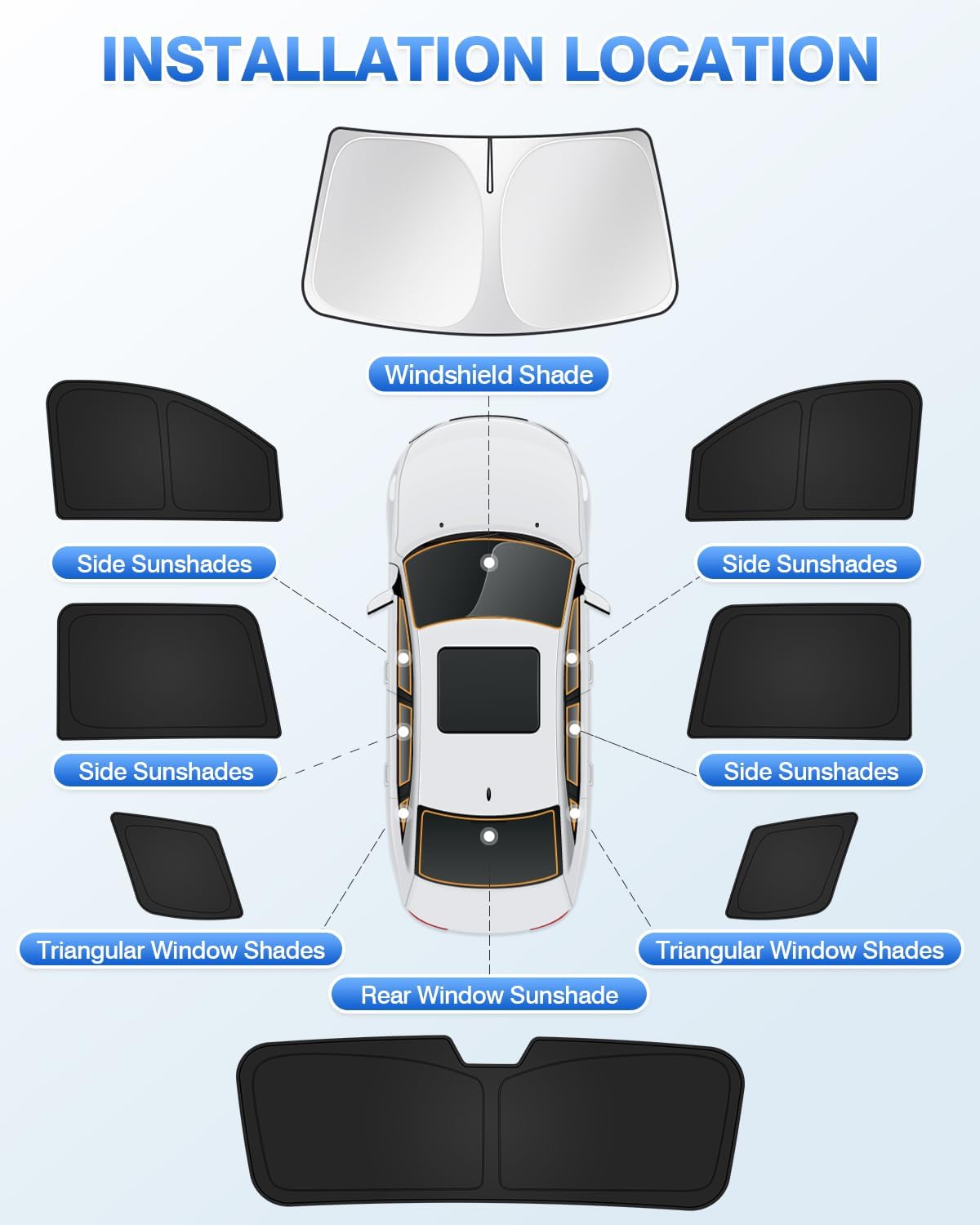 Sunshades for Chevrolet/Chevy Tahoe 2015-2020 Accessories Windshield Sun Shade Side Rear Window Shade Cover Sun Visor Shield Privacy Protection Keep Vehicle Cool Black 8PCS