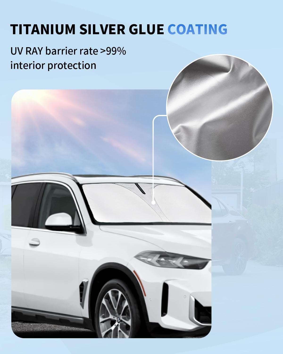 Sunshade for 2025 2026 BMW X5 Windshield Sun Shade Cover, Custom Fit BMW X5 G05 xDrive40i xDrive50i xDrive45e M50i X5 M Sport xLine SUV 2019-2024 Sun Visor Window Shield Car Accessories