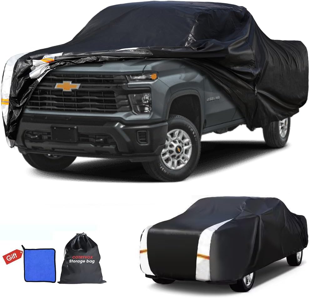 Chevrolet Silverado 2500HD Truck Cover Custom Fit 2020-2026 Crew Cab Short Bed(6.8') with Door Zipper, 10 Layers Outdoor Heavy Pickup Truck Cover Waterproof All Weather, Wind Dust Sun Protector.