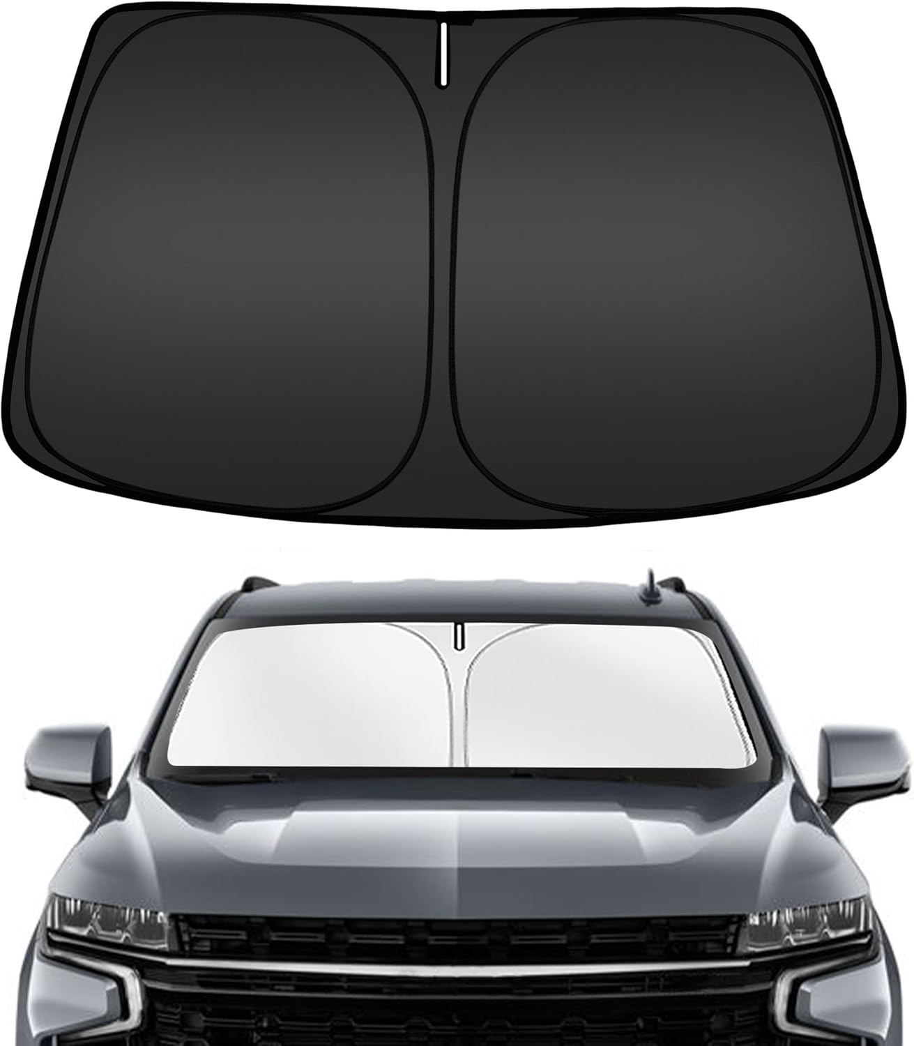 ARISMOTOR Windshield Sun Shade for Ch-evr-olet Chevy Suburban 2021-2024, Custom Fit Foldable Front Window Sunshade Sun Visor Protector, Block UV Rays Keep Your Car Cooler