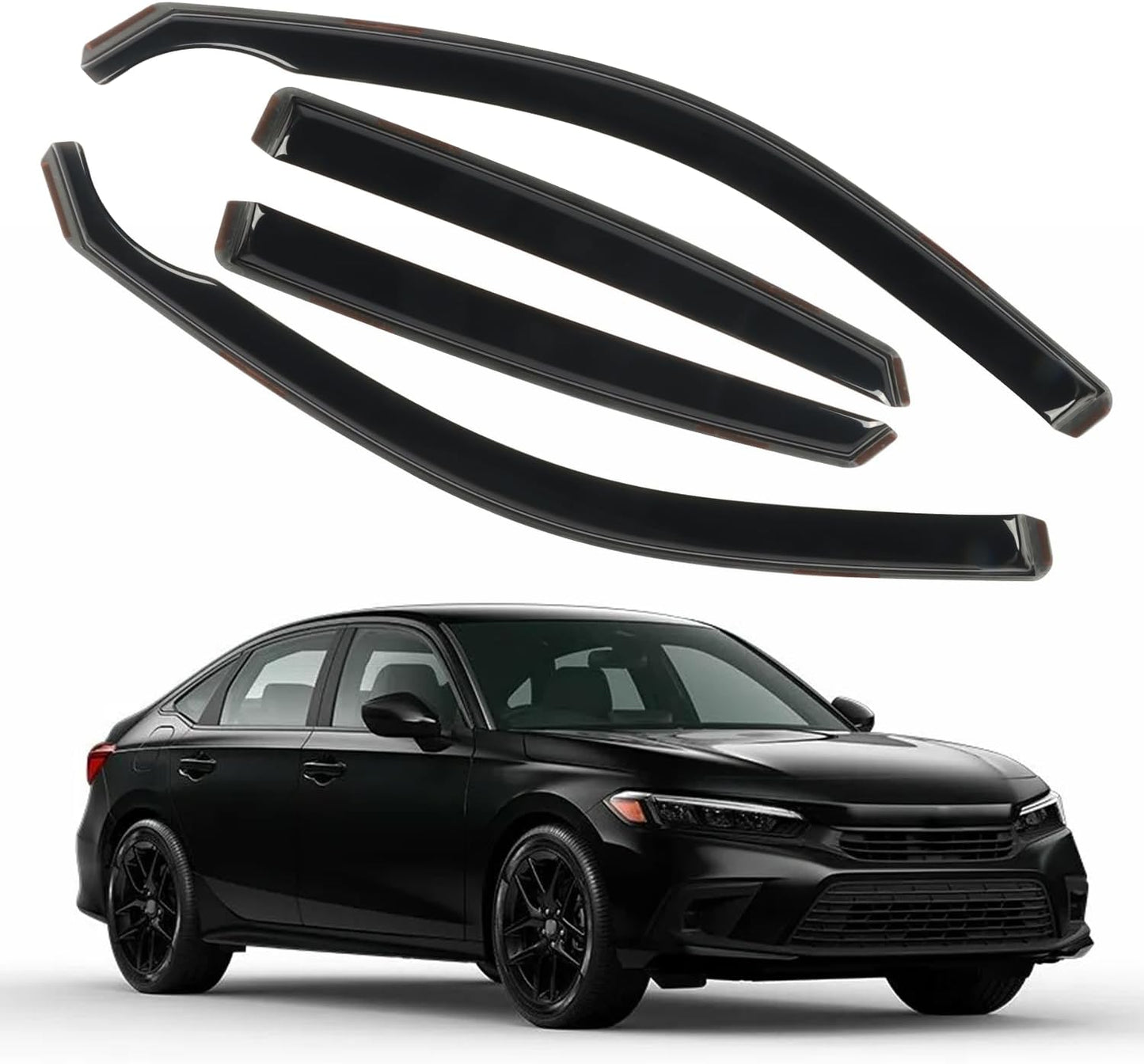 4pcs in-Channel Rain Guards Fit for 2022 2023 2024 Honda Civic Hatchback，Smoke Tinted Window Visors Sun Shields, Wind Deflector, Durable Vent Visors Shade