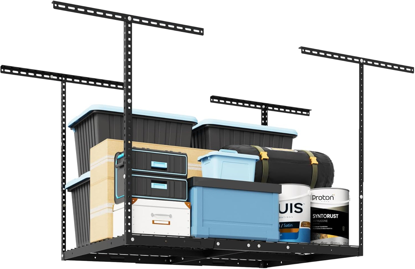 FLEXIMOUNTS 2x3FT Garage Storage Rack Overhead, Adjustable Ceiling Storage Racks, Metal Garage Organization System with 155LBS Weight Capacity(Black)