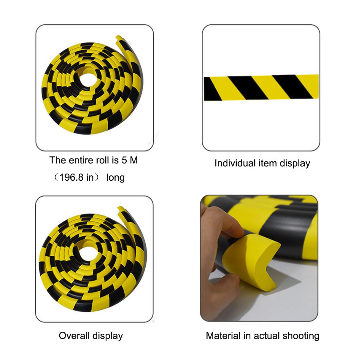Heavy-Duty Corner Guards – 5M Self-Adhesive Yellow/Black NBR Rubber Wall Protectors for Garage, Parking Columns, and Warehouse Safety