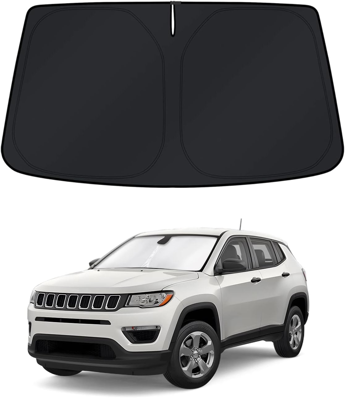 KUST Windshield Sun Shade for Jeep Compass 2007-2017 Window Shade Sun Visor Cover Foldable Blocks UV Rays Keep Your Car Cooler