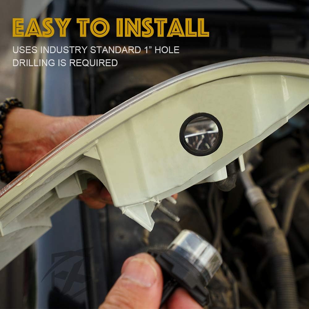 Xprite White LED Hideaway Emergency Strobe Lights Kit, 20 Flashing Modes w/Controller Headlights Taillights Fog Light Mounting, Hazard Warning Caution Light for 12V Vehicles Pickup Trucks Vans 6PCS