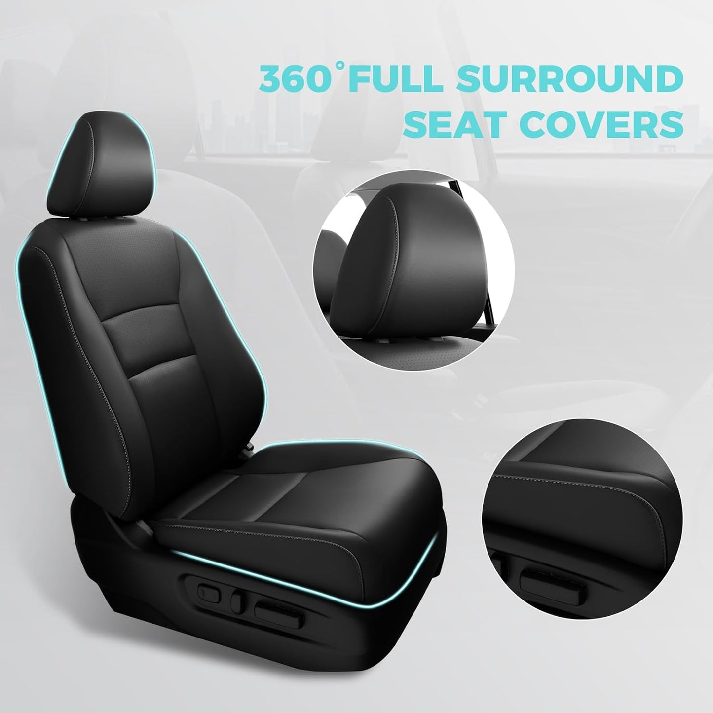 for Honda Pilot Seat Covers, Car Seat Protectors Full Set Custom Fit Pilot Elite,Black Edition 2016 2017 2018 2019 2020 2021 2022 7 Seats, Faux Leather Full Coverage Waterproof, Black