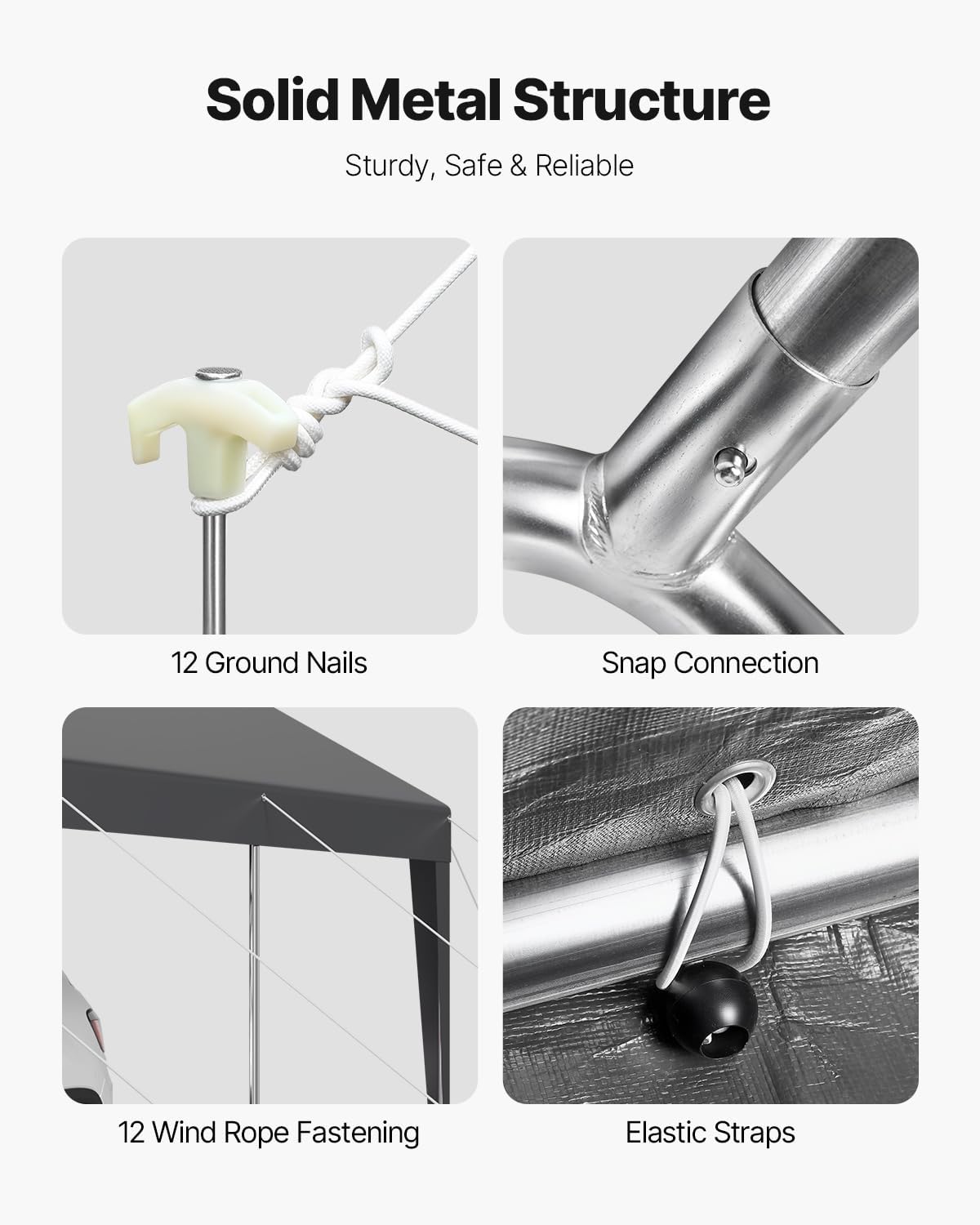 VEVOR Carport, 10 x 20 FT Outdoor Car Canopy, Potable Carport, Heavy Duty Galvanized Car Shelter, UV-Resistant & Water-Resistant, All-Season Protection, Storage Shed for Car Boat Motorcycle Grey