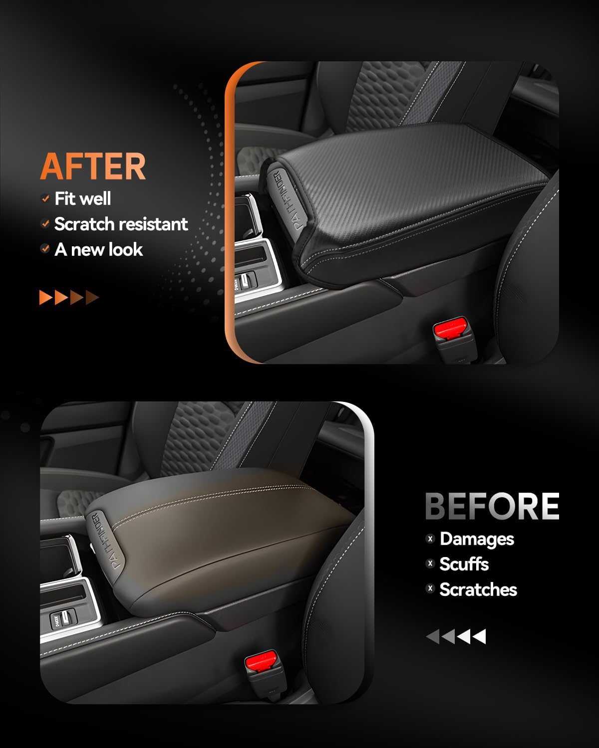 CDEFG for Nissan Pathfinder 2022-2025 Center Console Cover Armrest Box Cover for Pathfinder (S, SV, SL, Rock Creek, Platinum) 2022 2023 2024 2025 Accessories Console Arm Rest Protector