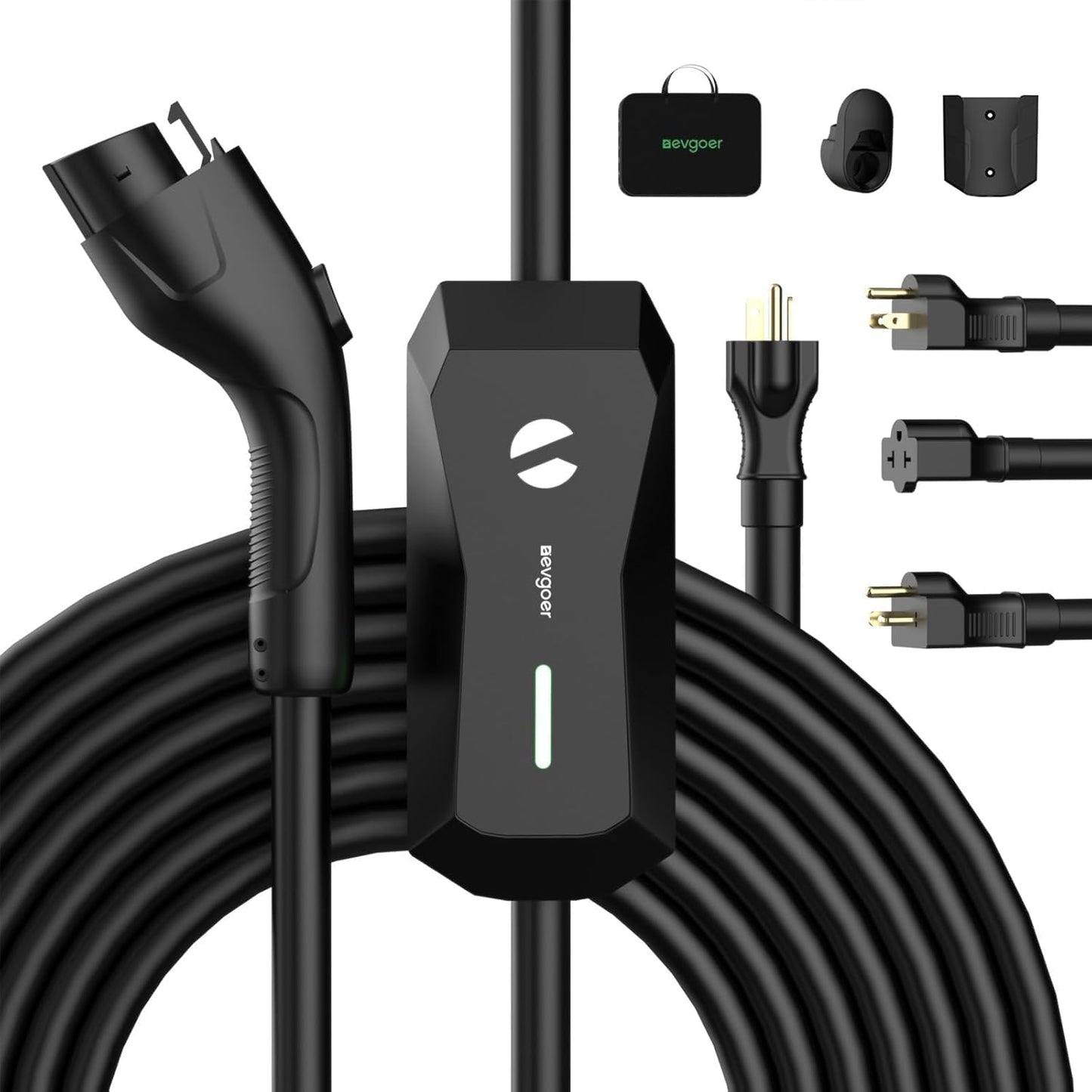 Level 1 EV Charger, 16A 110V 240V Portable EV Charger with 25FT Cable, Home Electric Vehicle Charging Station with NEMA 6-20 Plug NEMA 5-15 Adapter EVSE for All J1772 EVs