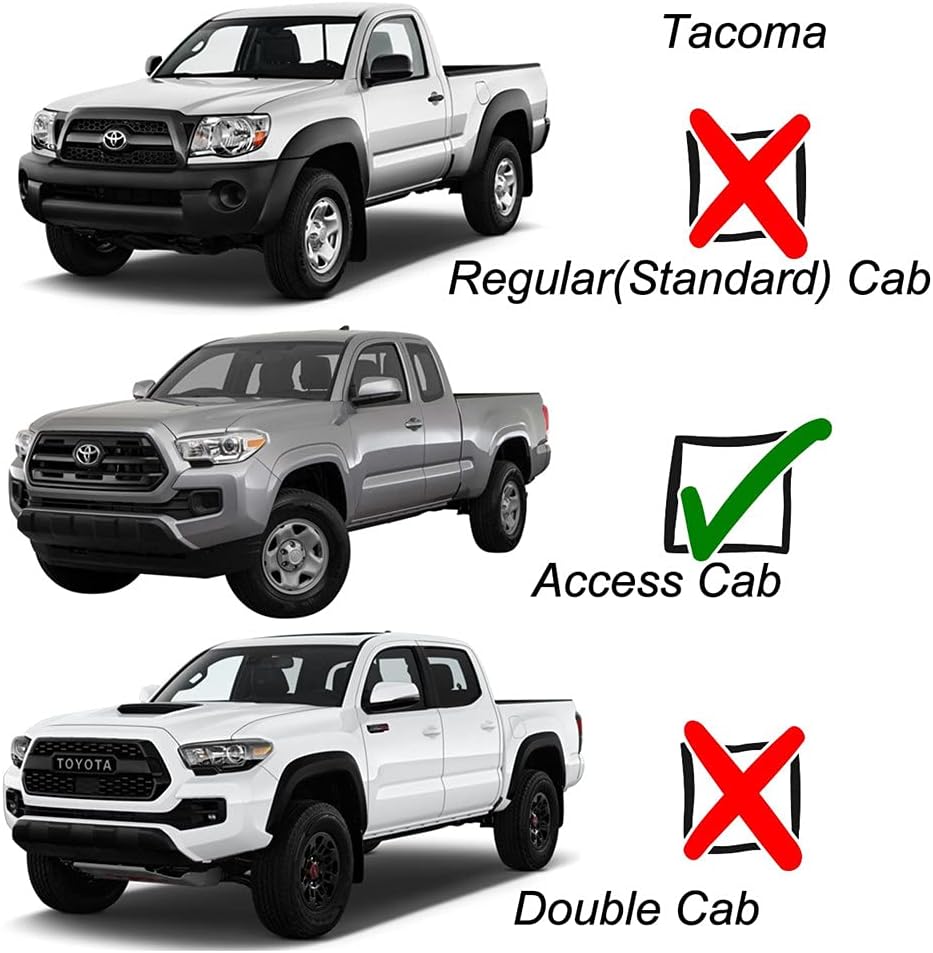 94948 Side Window Wind Deflector,4pcs Outside Mount Style Nice Sun Rain Guards Set,Dark Smoke Window Visor fit for 1995-2004 Toyota Tacoma Extended Cab