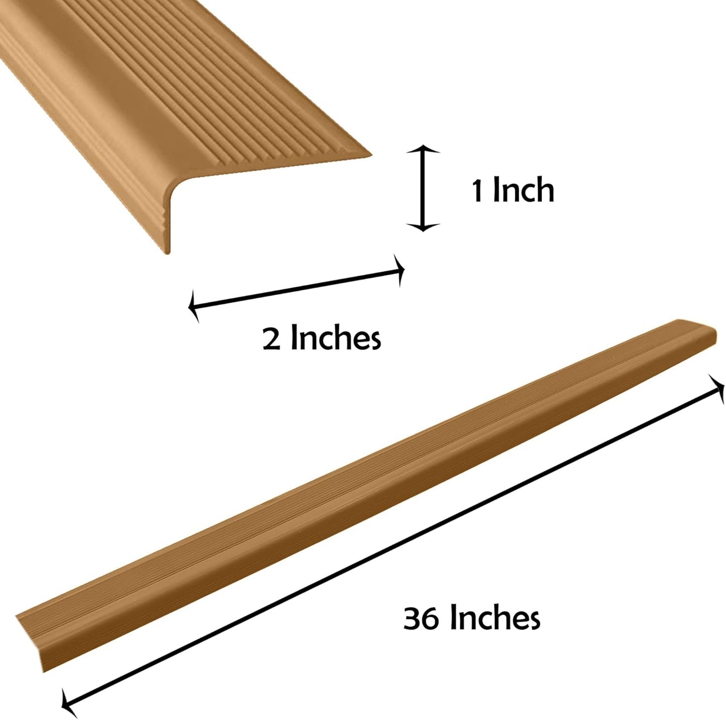 Rubber Bond Stair Edge Protector (Pack of 15) 36x2x1 inch Anti-Slip Stair Corner Trim Rubber Strips - Waterproof Self-Adhesive Staircases for Outdoor & Indoor Uses | Protect Kids & Pets - Brown