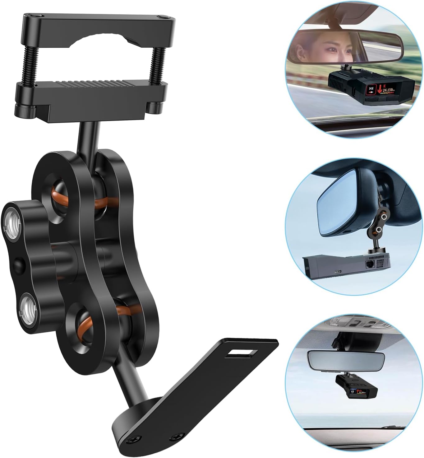 Radar Detector Mount Rearview Mirror Bracket,Aluminum Rearview Mirror Rod Mount Compatible for Uniden R7 R8 R8w (Only for R7 R8 R8w Radar Detector)