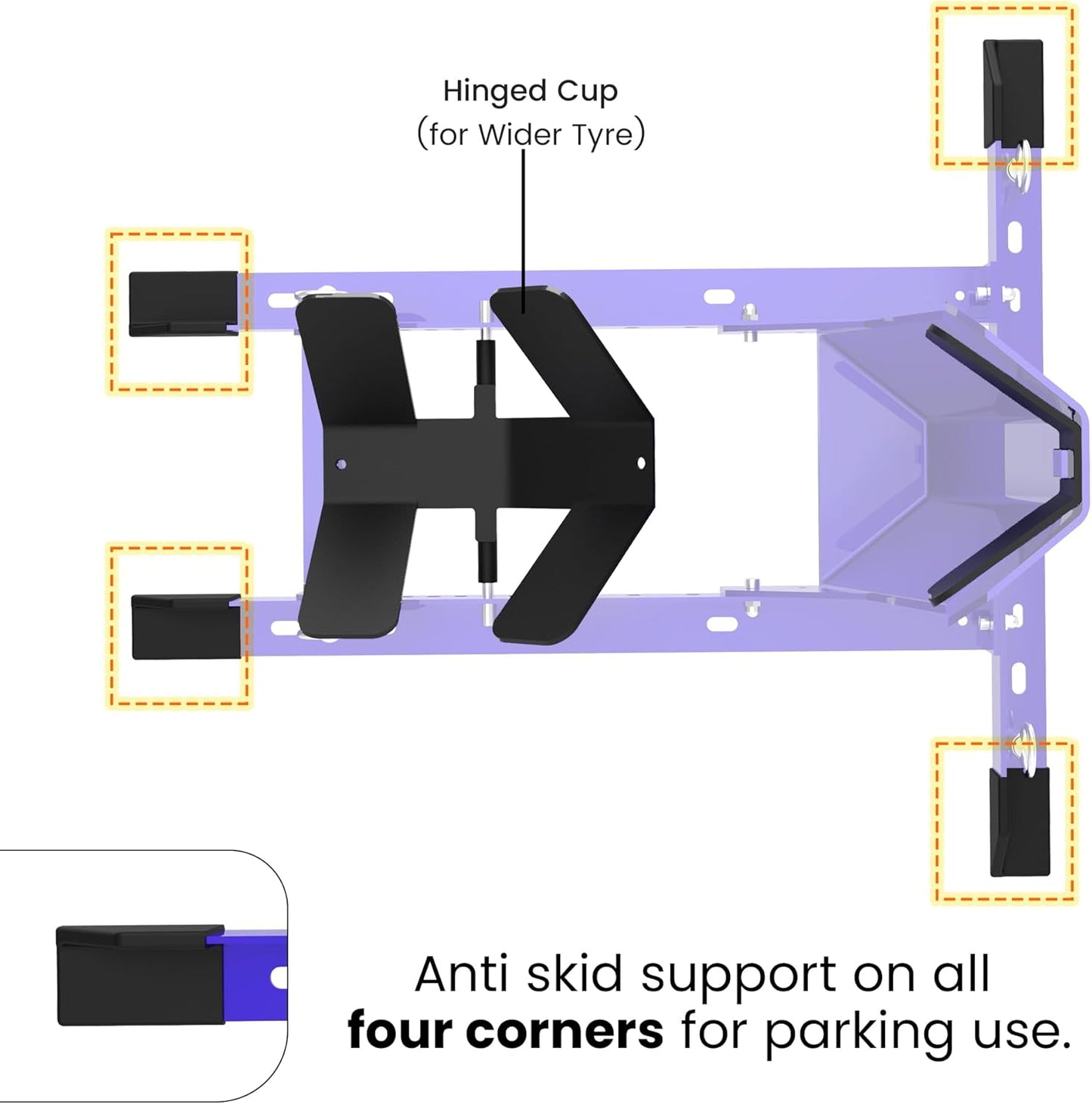 GRAND PITSTOP Universal Wheel Chock for Motorcycle Stand for Trailer Completely Adjustable Detachable Foldable Wheel Chock (Blue)
