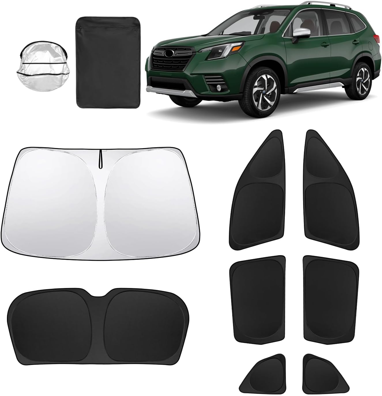 8pcs Car Window Shades for Subaru Forester 2019-2024 Accessories,Windshield Side Rear Full Sunshade,Sun Visor UV Blocking, Privacy Protection and Blackout for Camping Outdoor