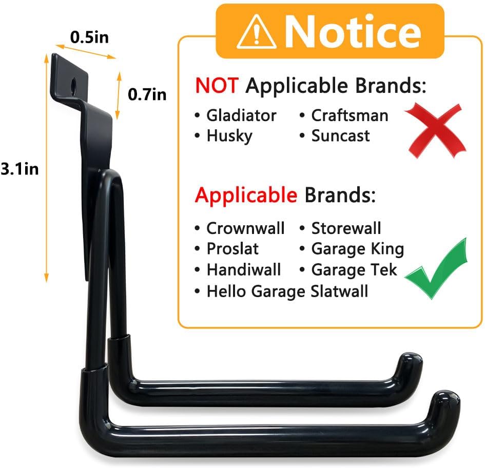 Slatwall Hooks Heavy Duty Slat Wall Accessories Garage Large J Slatwall Hooks Assortment, Slatwall Panel Hooks, Black(10 Pack)