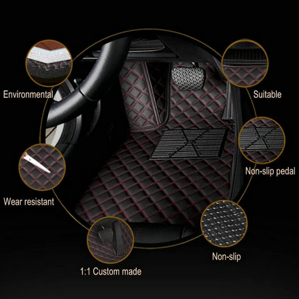 TAHALICustom Colors Car Floor Mats Black Pink for 99.9% Sedan SUV Sports， All-Weather Liners Car Floor mat，Luxury Leather Automotive Floor Mats (Black red mats,3D Floor Mats)
