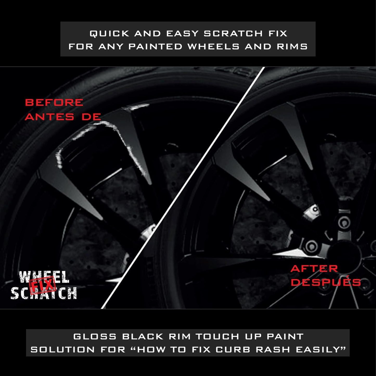 Black Gloss Rim Touch Up Paint Pen, Car Wheel Scratch Repair, Curb Rash Repair, Gloss Black Wheel Paint