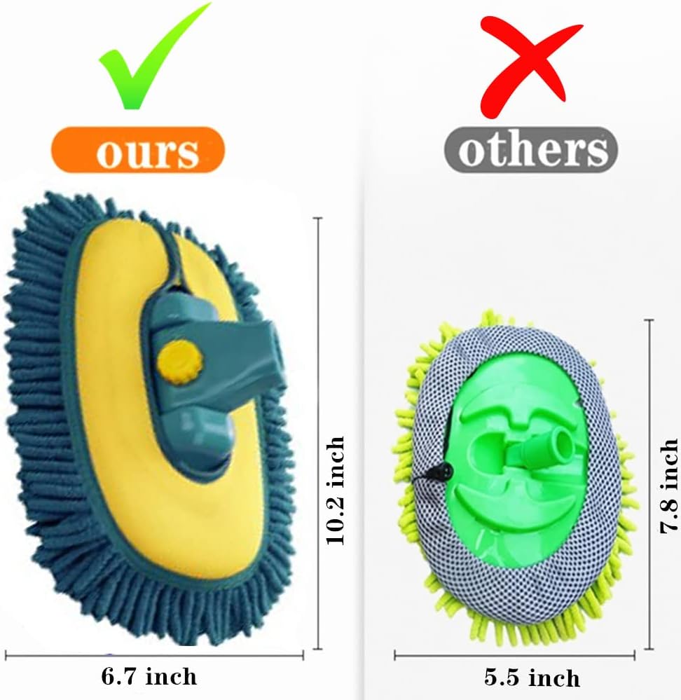 Car Wash Brush with Long Handle,Car Wash Mop Mitt with 1 Replacement Head , Extension Pole Car Brush Cleaning Kit for Cars Trucks