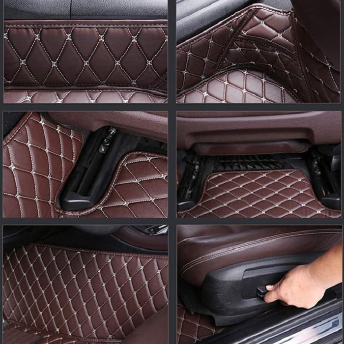 Customized Personalized car Floor mats, All-Weather Luxury car Floor mats, Waterproof and Anti Slip Leather car Floor mat Lining, 95% Customized car, Truck, and SUV Floor mats (Edge red)