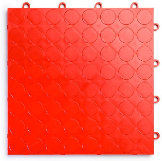 Big Floors RaceDeck CircleTrac, Interlocking Non-Slip Garage Flooring Tile, Durable, Modular, Heavy-Duty Copolymer, Easy Install (Red, 48 Pack of 12 x 12" Tiles)