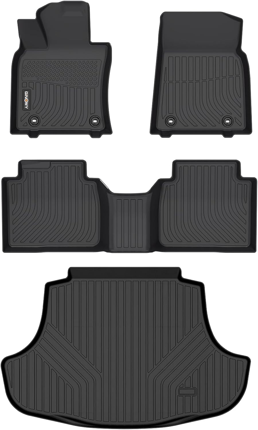 GINOWY- Floor Mats & Cargo Liner for Lexus ES (2019-2024 ES350 ES300h & 2025 ES300h), TPE All Weather Protection 2024 ES Car Mats, Anti-Slip Trunk Mat Custom ES Floor Liners Accessories, Black