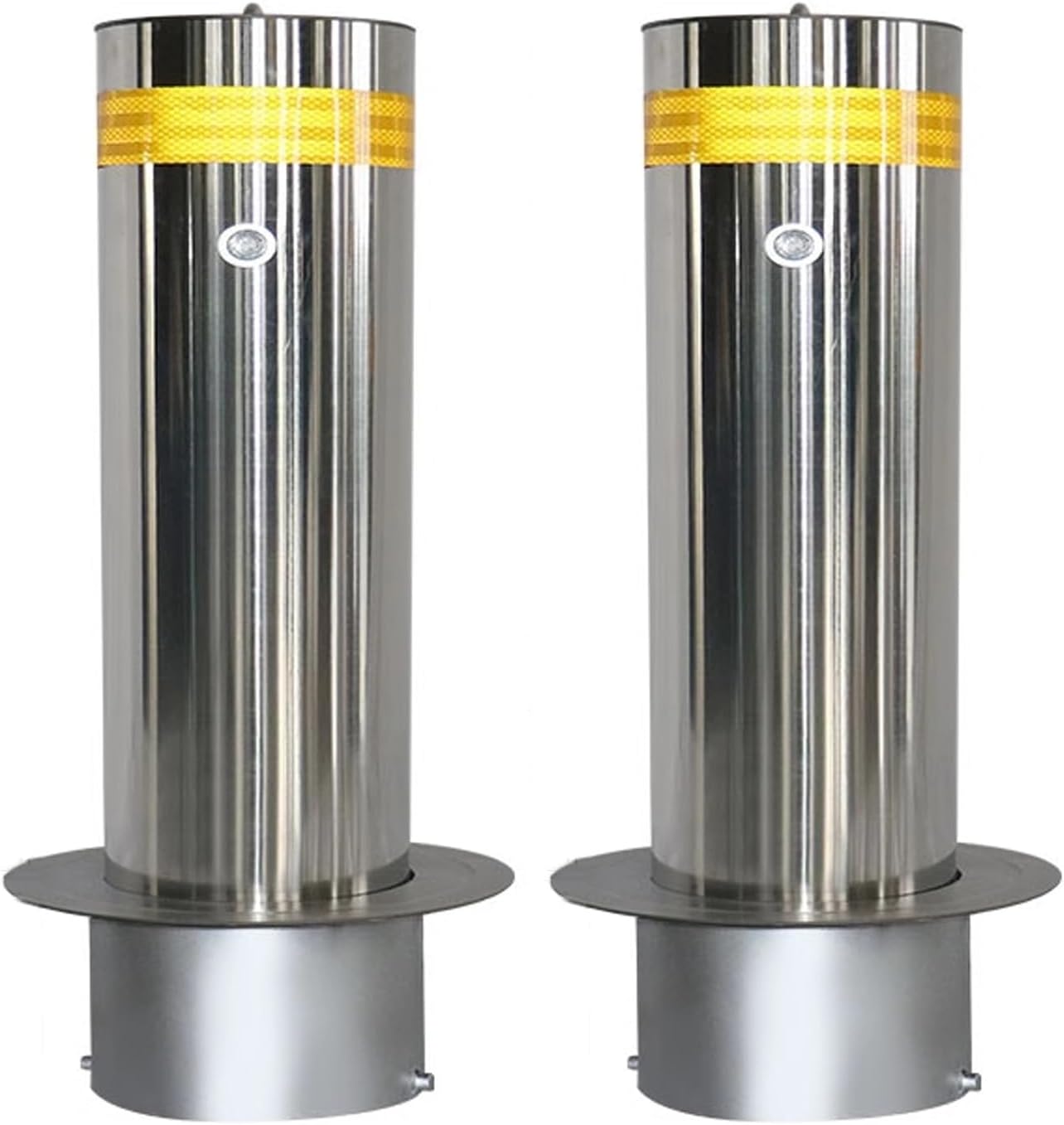 Steel Safety Bollard Post, Driveway Parking Interceptor Bollard, Crash Column Safety Warning Column, Parking Stopper for Garage, for Parking Barrier, Road Safety(Silver (2PCS))