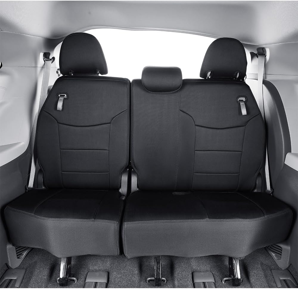 EKR Sienna Seat Covers for 2021-2025 Toyota Sienna XLE,XSE,Limited,Platinum,7 Seats,2nd Row Captain Chairs W/NO Legrest,Waterproof Seat Covers Full Set for Cars,Car Seat Protectors-Neoprene(Black)