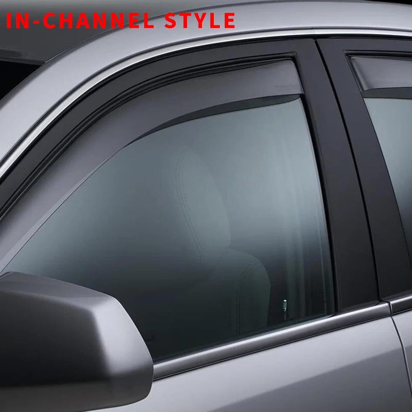 in Channel Rain Guards Fit for 2021 2022 2023 2024 2025 Chevrolet (Chevy) Tahoe/GMC Yukon/Cadillac Escalade, Durable Window Wind Deflectors, Smoke Tinted Vent Window Visors Shades, 4PCS