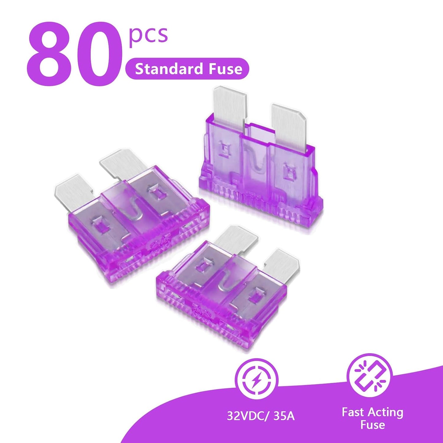 (80Pcs) 35 Amp Standard Fuse, 35A Car Blade Fuses for Car/RV/Truck/SUV/Motorcycle/Boat