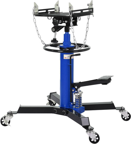 Transmission Jack with 2 Stage Hydraulic Ram, 1322 LBS Hydraulic Telescoping Transmission Jack with Foot Pedal & 360° Swivel Wheels, Heavy-Duty Garage/Workshop Jacks for Car/Truck Repairs, Blue