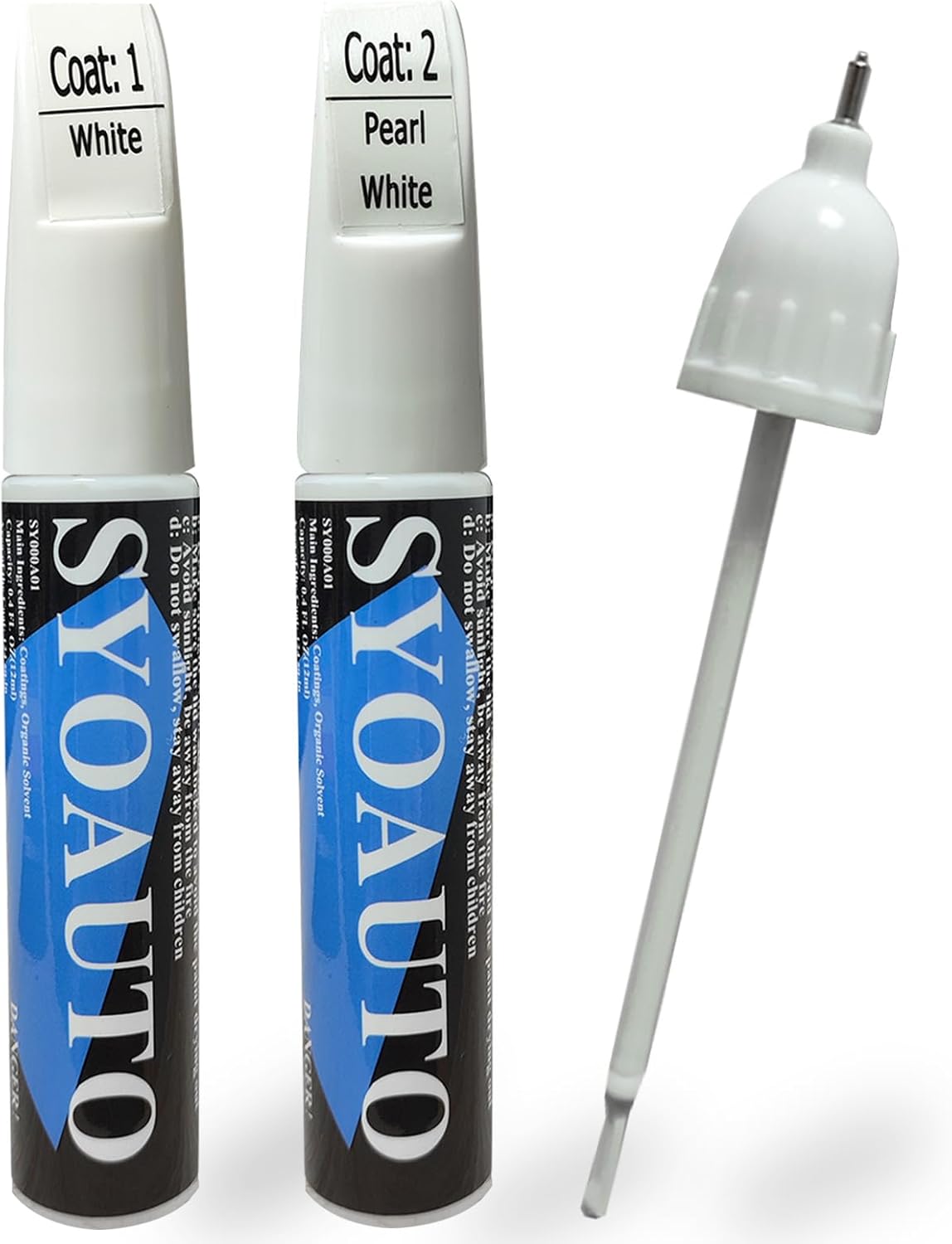 SYOAUTO Pearl White Touch Up Paint for Cars Auto Touch up Paint Scratch Repair Pen Brush and Tip 2 in 1 Pearl White