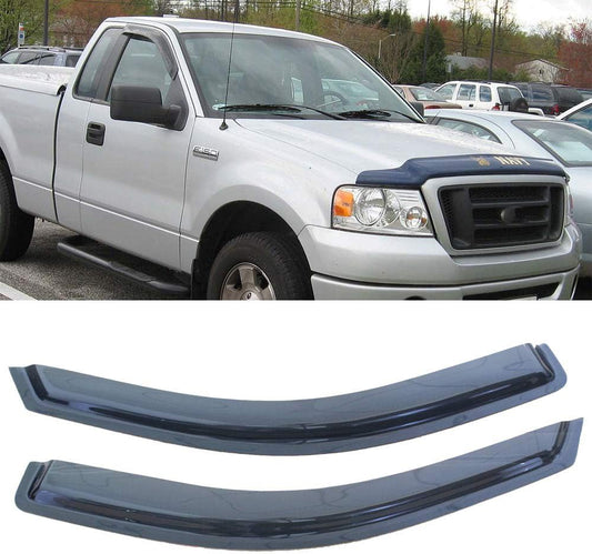 2pcs Outside Mount Style Sun Rain Guard Durable Side Window Wind Deflectors Dark Smoke Vent Window Visors Compatible with F-150 04-08 Standard/Regular Cab 92805
