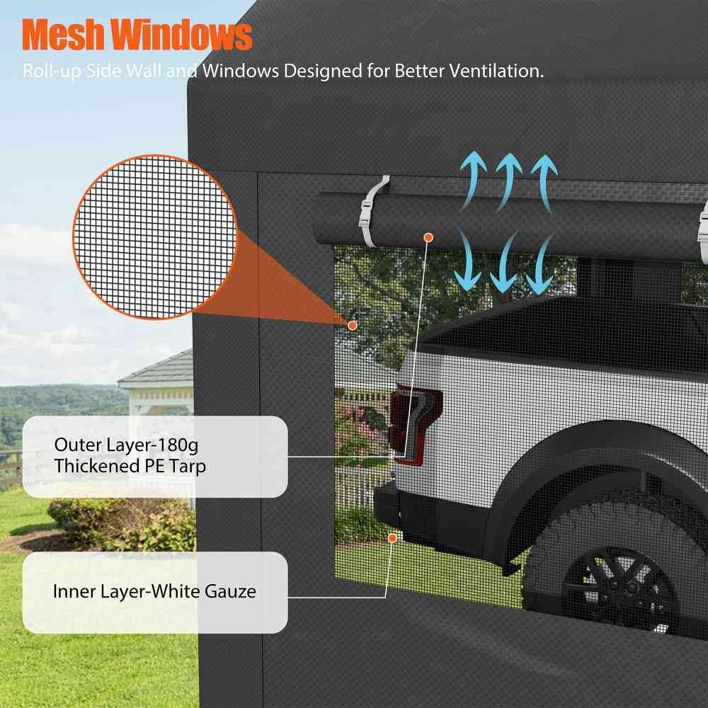 JAMFLY Carport, 10x20 ft Heavy Duty Carport with Roll-up Windows, Portable Garage with Removable Sidewalls & Doors, Car Canopy with Sandbags and All-Season Tarp for Car Boat Truck Motorcycle, Grey