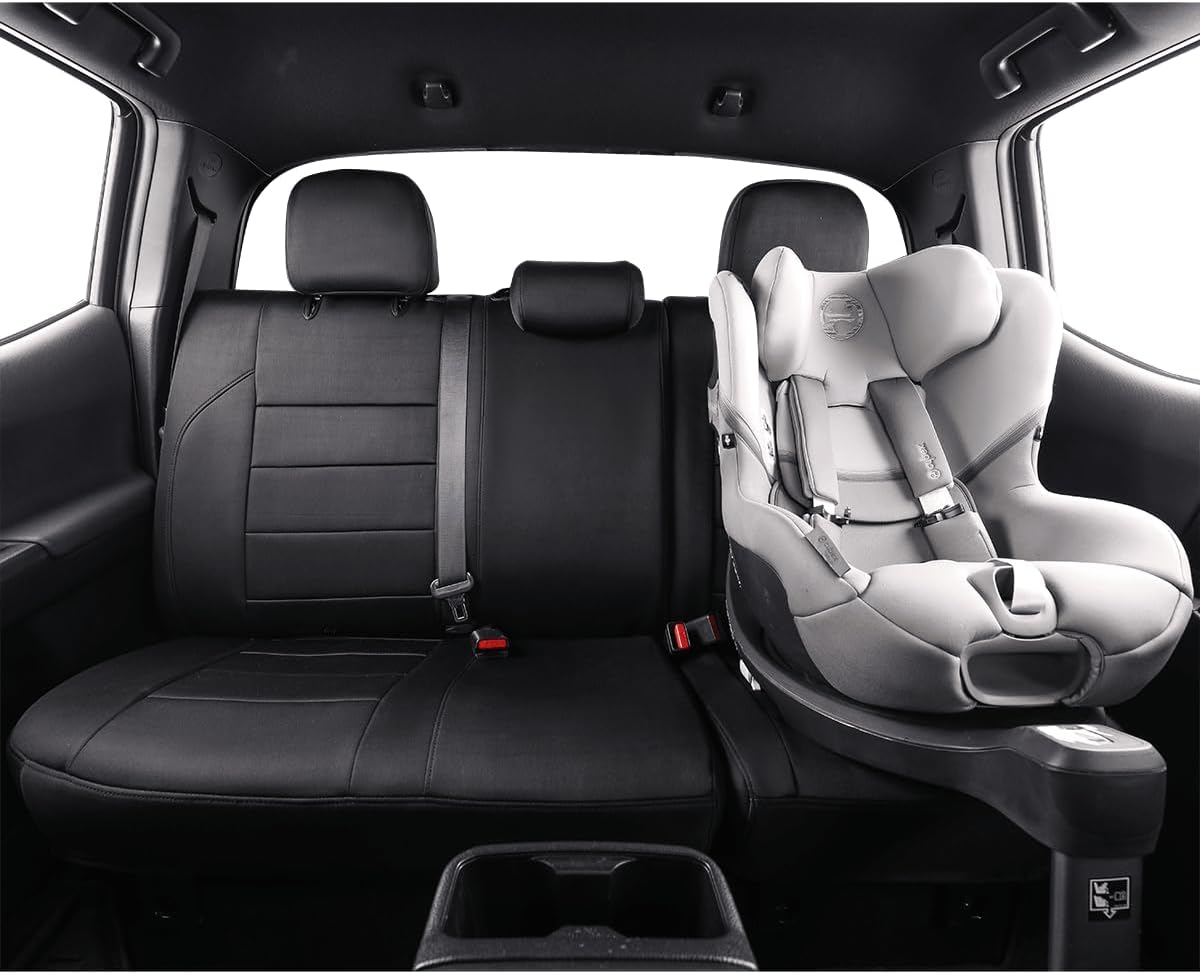 EKR Custom Fit Tacoma Car Seat Covers for Select Toyota Tacoma 2016 2017 2018 2019 2020 2021 2022 2023 Access Cab - Full Set, Neoprene (Black)