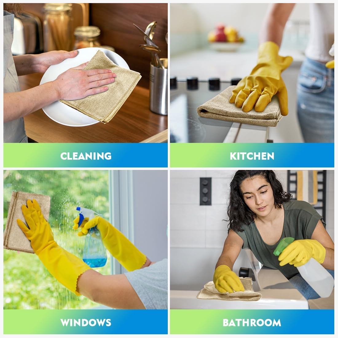 HOMEXCEL Brown Microfiber Cleaning Cloth 12 Pack, 12.5 x 12.5 inch Microfiber Towels for Cars, Ultra Absorbent Car Washing Cloth, Lint Free Streak Free Cleaning Rags for Car, Kitchen, and Window