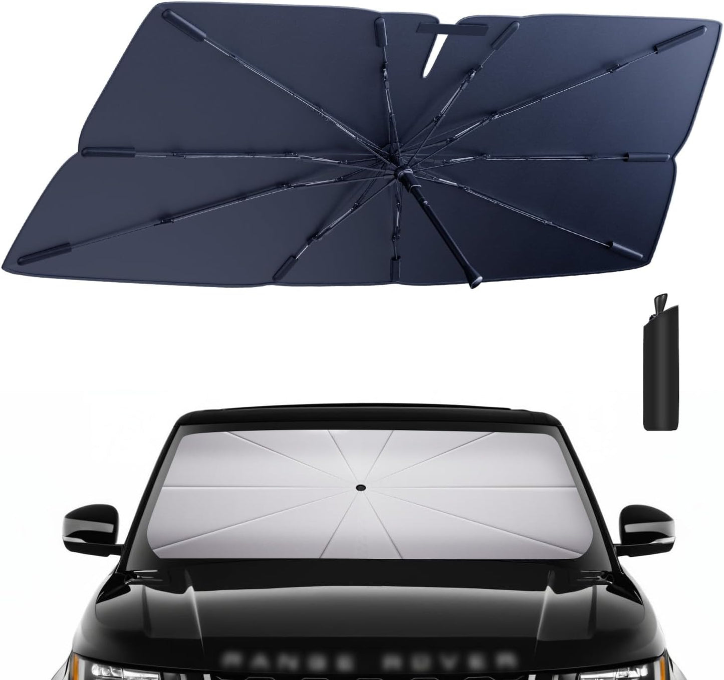 Windshield Sun Shade Umbrella Compatible with 2014-2022 Land Rover Range Rover Sport Accessories: Custom Fit 210T Silver, Foldable Sunshade Front Window Sun Visor, Blocks UV Rays, Keeps Car Cool